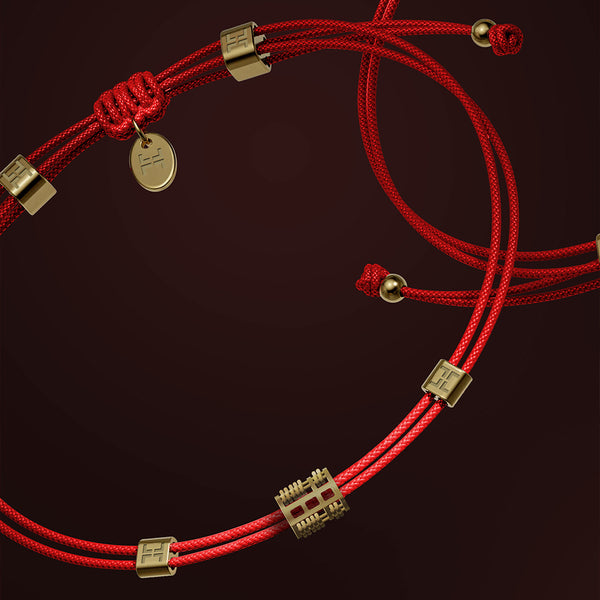 氣 Qi Abacus Red String Bracelet