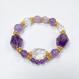 Violet Reign – High-Grade Raw-Cut Amethyst & Quartz Bracelet