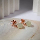 Harmony Cascade -  Hetian Jade Collection  Earrings “祥玉明珠”和田玉耳环