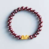 Luxe Wealth Cinnabar Bracelet with 999 Solid Gold Pixiu
