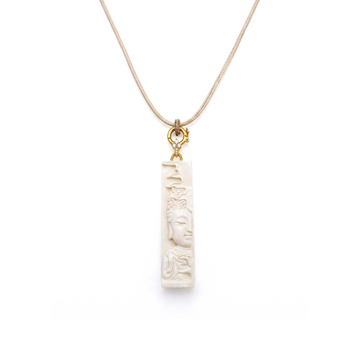 Serene Buddha in the Clouds 一心向佛·祥云 | 万年·灵刻 Mammoth Ivory Pendant